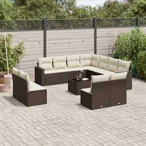vidaXL - 12-delige - Loungeset - met - kussens - poly - rattan - bruin pas cher