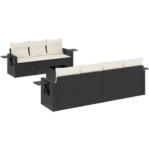 vidaXL Salon de jardin 8 pcs avec coussins noir résine tressée pas cher