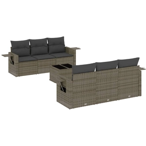 vidaXL Salon de jardin avec coussins 7 pcs gris résine tressée pas cher