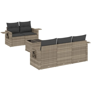 vidaXL Salon de jardin 6 pcs avec coussins gris clair résine tressée pas cher