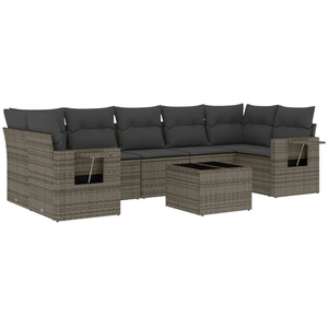 vidaXL Salon de jardin 8 pcs avec coussins gris résine tressée pas cher