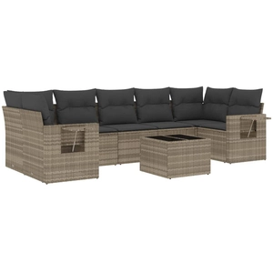 vidaXL Salon de jardin 8 pcs avec coussins gris clair résine tressée pas cher