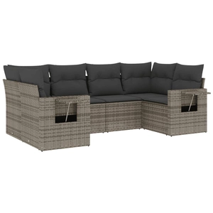 vidaXL Salon de jardin 6 pcs avec coussins gris résine tressée pas cher