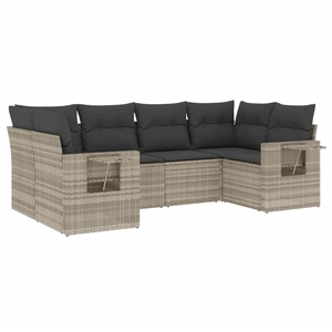 vidaXL Salon de jardin 6 pcs avec coussins gris clair résine tressée pas cher