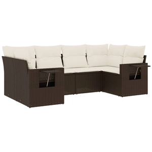 vidaXL Salon de jardin avec coussins 6 pcs marron résine tressée pas cher