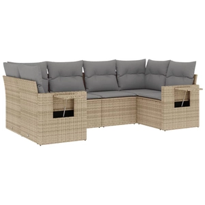 vidaXL Salon de jardin avec coussins 6 pcs beige résine tressée pas cher