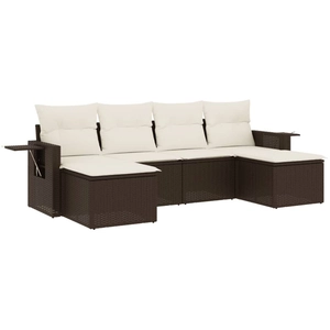 vidaXL Salon de jardin avec coussins 6 pcs marron résine tressée pas cher