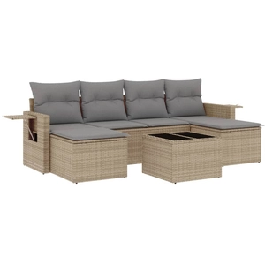 vidaXL Salon de jardin avec coussins 6 pcs beige résine tressée pas cher