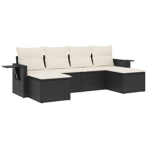 vidaXL Salon de jardin 7 pcs avec coussins noir résine tressée pas cher
