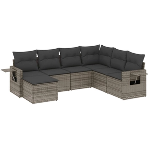 vidaXL Salon de jardin 8 pcs avec coussins gris résine tressée pas cher