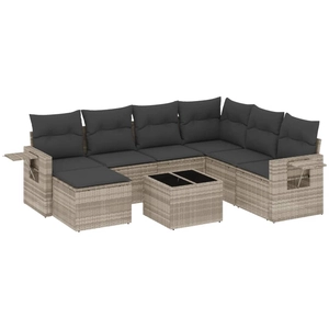 vidaXL Salon de jardin avec coussins 7 pcs gris clair résine tressée pas cher