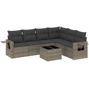 vidaXL Salon de jardin 6 pcs avec coussins gris résine tressée pas cher