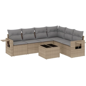 vidaXL Salon de jardin avec coussins 6 pcs beige résine tressée pas cher