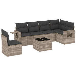 vidaXL Salon de jardin 6 pcs avec coussins gris clair résine tressée pas cher