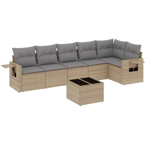 vidaXL Salon de jardin avec coussins 6 pcs beige résine tressée pas cher