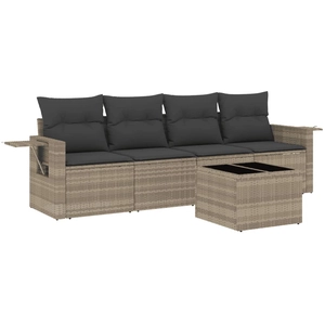 vidaXL Salon de jardin 4 pcs avec coussins gris clair résine tressée pas cher