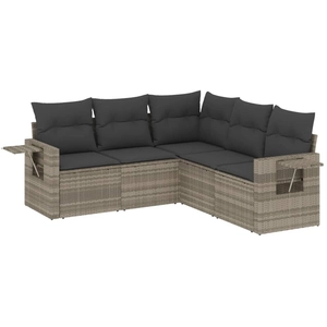 vidaXL Salon de jardin 5 pcs avec coussins gris clair résine tressée pas cher
