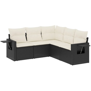 vidaXL Salon de jardin 6 pcs avec coussins noir résine tressée pas cher