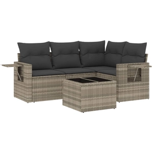 vidaXL Salon de jardin 4 pcs avec coussins gris clair résine tressée pas cher