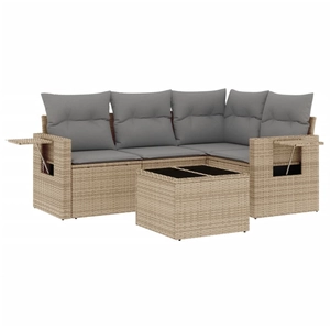 vidaXL Salon de jardin avec coussins 4 pcs beige résine tressée pas cher