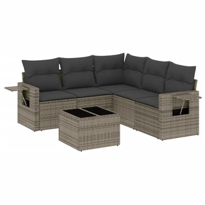 vidaXL Salon de jardin 6 pcs avec coussins gris résine tressée pas cher