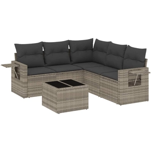 vidaXL Salon de jardin 6 pcs avec coussins gris clair résine tressée pas cher