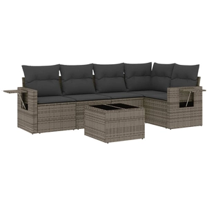 vidaXL Salon de jardin 5 pcs avec coussins gris résine tressée pas cher