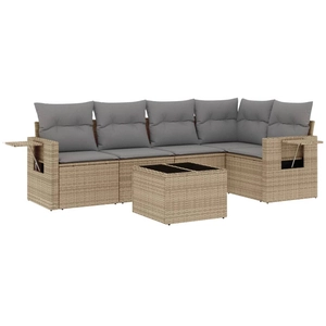 vidaXL Salon de jardin avec coussins 5 pcs beige résine tressée pas cher