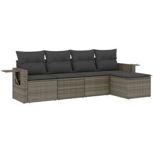 vidaXL Salon de jardin 6 pcs avec coussins gris résine tressée pas cher
