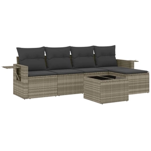 vidaXL Salon de jardin 6 pcs avec coussins gris clair résine tressée pas cher