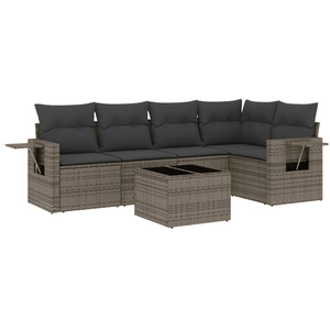 vidaXL Salon de jardin 6 pcs avec coussins gris résine tressée pas cher