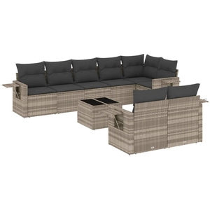 vidaXL Salon de jardin 8 pcs avec coussins gris clair résine tressée pas cher