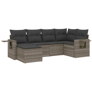 vidaXL Salon de jardin 6 pcs avec coussins gris clair résine tressée pas cher
