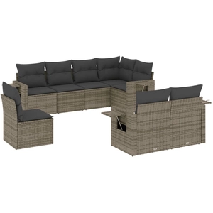 vidaXL Salon de jardin 8 pcs avec coussins gris résine tressée pas cher