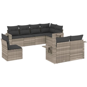 vidaXL Salon de jardin 8 pcs avec coussins gris clair résine tressée pas cher
