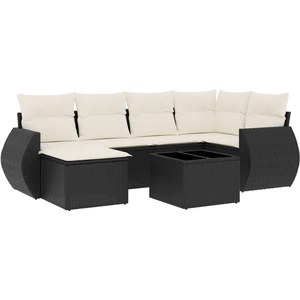 vidaXL Salon de jardin 6 pcs avec coussins noir résine tressée pas cher