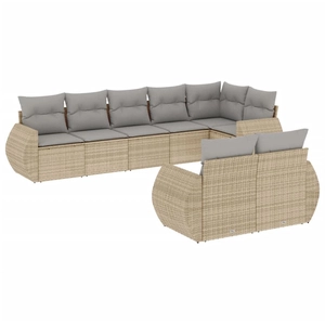 vidaXL Salon de jardin avec coussins 8 pcs beige résine tressée pas cher
