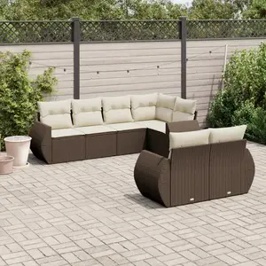 vidaXL - 7-delige - Loungeset - met - kussens - poly - rattan - bruin pas cher