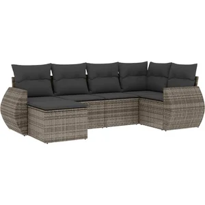 vidaXL Salon de jardin 6 pcs avec coussins gris résine tressée pas cher