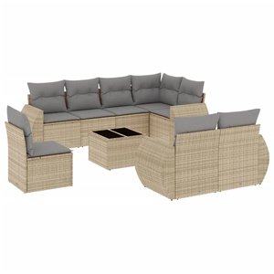 vidaXL Salon de jardin avec coussins 8 pcs beige résine tressée pas cher