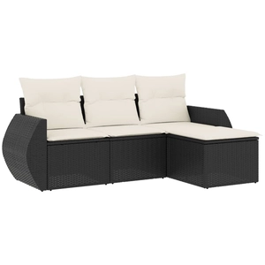 vidaXL Salon de jardin 5 pcs avec coussins noir résine tressée pas cher