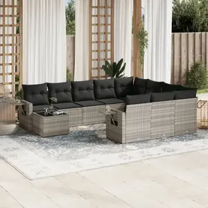vidaXL Salon de jardin 11 pcs avec coussins gris clair résine tressée pas cher
