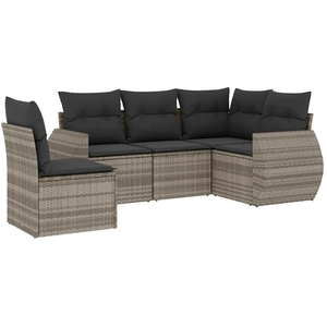 vidaXL Salon de jardin 5 pcs avec coussins gris clair résine tressée pas cher