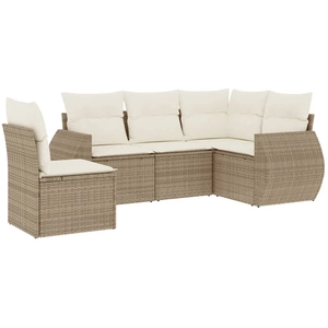 vidaXL Salon de jardin avec coussins 5 pcs beige résine tressée pas cher