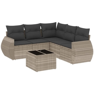 vidaXL Salon de jardin 5 pcs avec coussins gris clair résine tressée pas cher