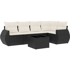 vidaXL Salon de jardin 5 pcs avec coussins noir résine tressée pas cher