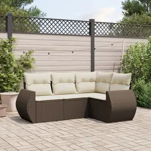 vidaXL - 4-delige - Loungeset - met - kussens - poly - rattan - bruin pas cher