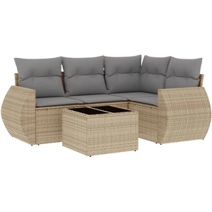 vidaXL Salon de jardin avec coussins 4 pcs beige résine tressée pas cher
