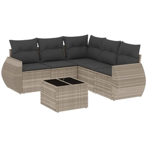 vidaXL Salon de jardin 6 pcs avec coussins gris clair résine tressée pas cher