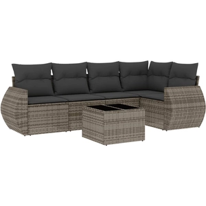 vidaXL Salon de jardin 5 pcs avec coussins gris résine tressée pas cher